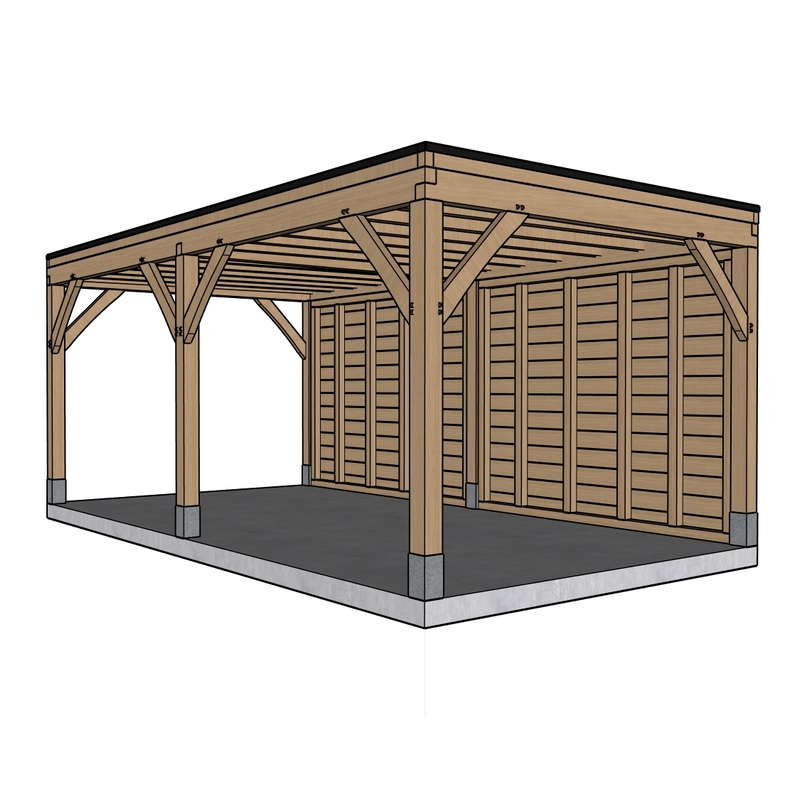 Carport 'Marival' - Eik - 3,3 x 6 m