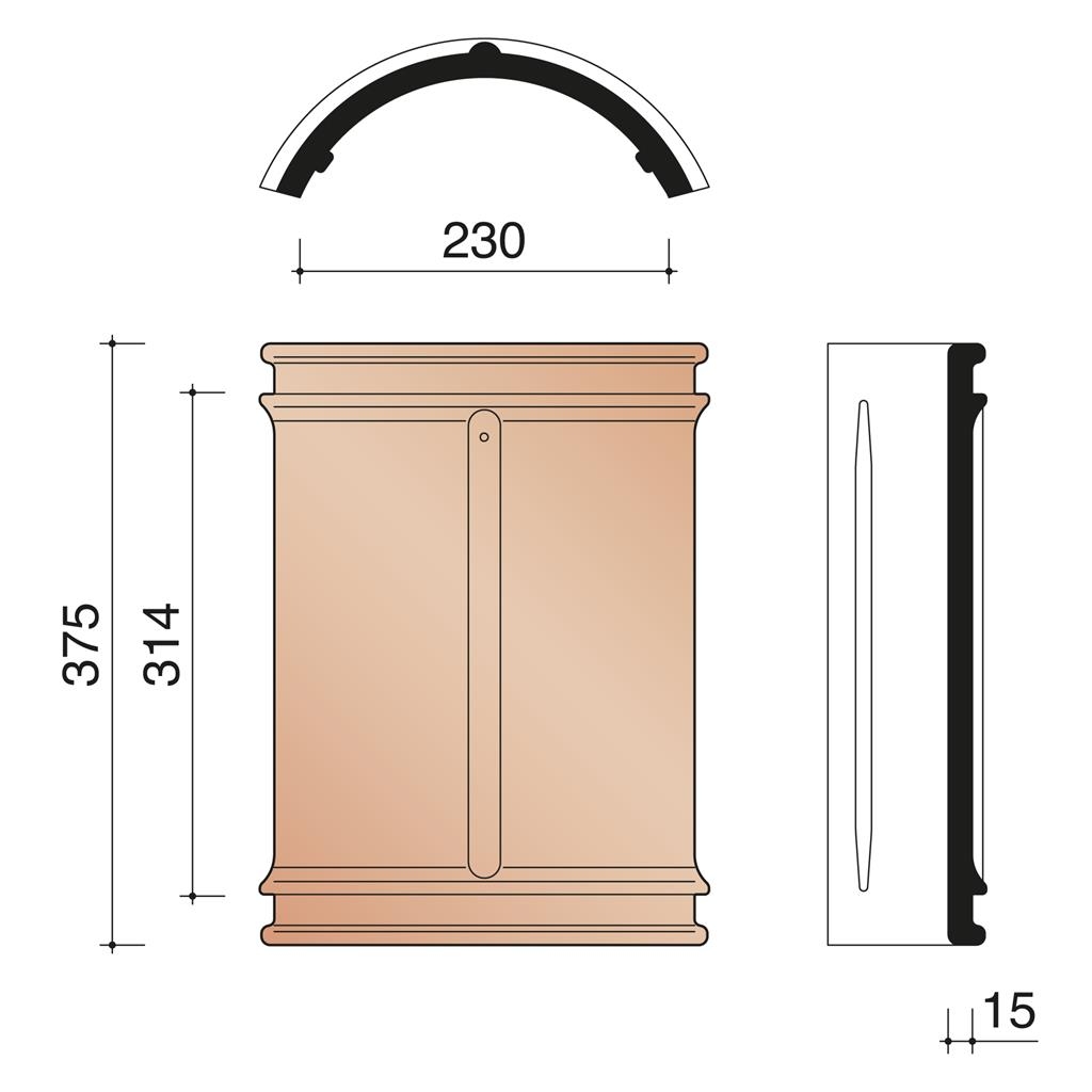Halfronde Beginvorst zonder kopplaat - natuurrood