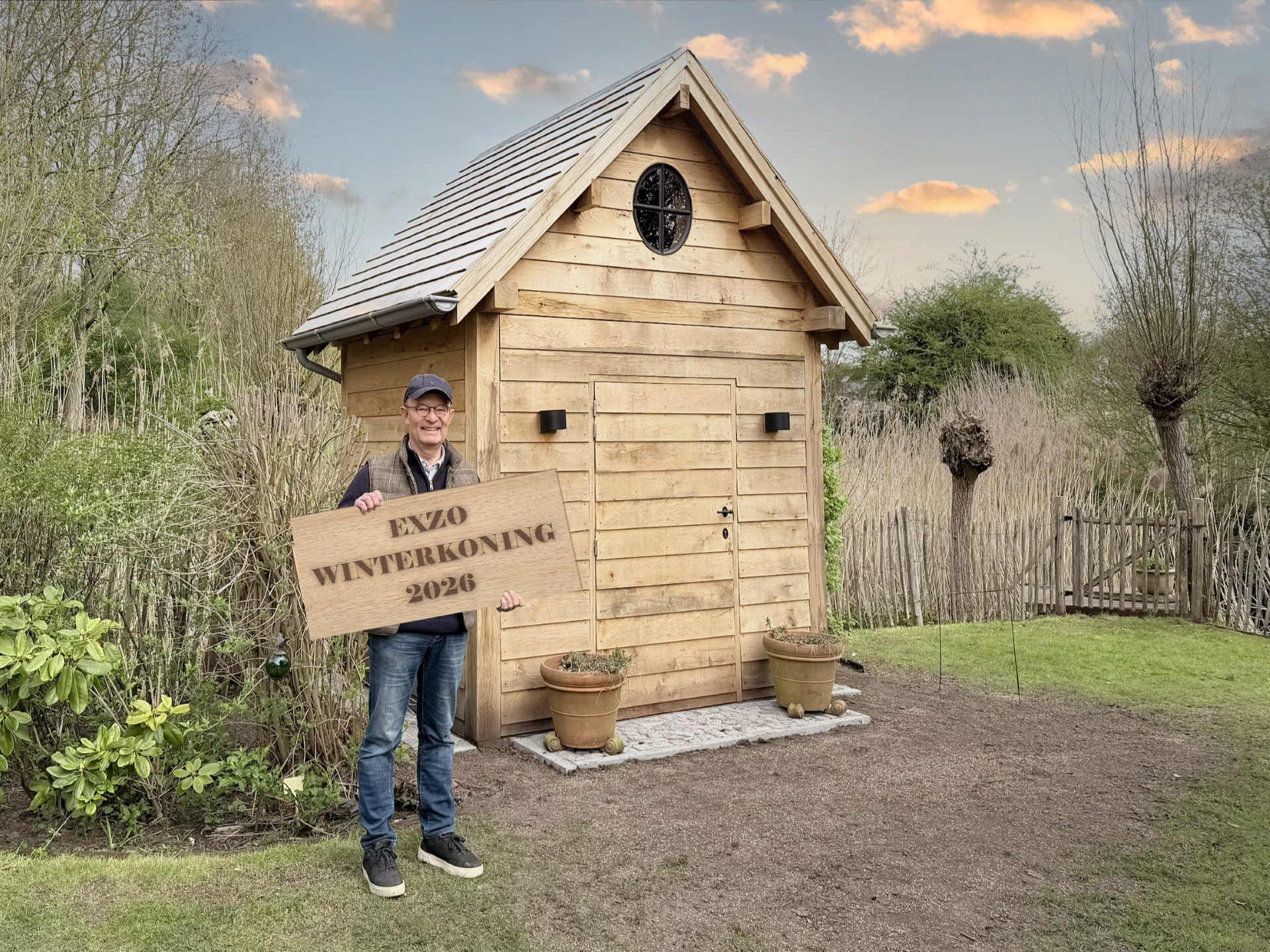 Winterkoning 2026 / Michel uit Destelbergen / Tuinhuis met eiken sidings