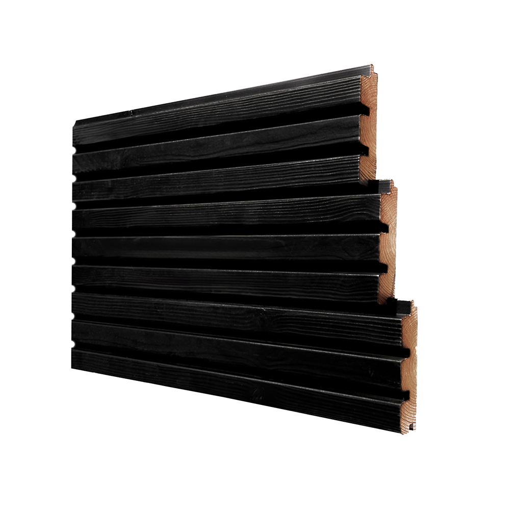 Thermowood blokprofiel triple zwart - 3,2 cm dik