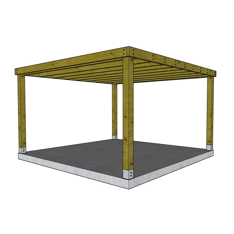 Grenen pergola ‘Syrah’ - 3,6 x 3,6m