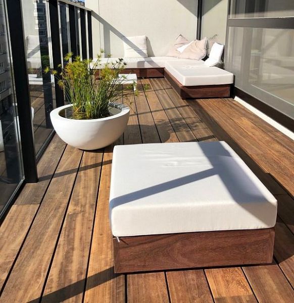 15m² - Padouk terras - lengte 100 tot 125 cm