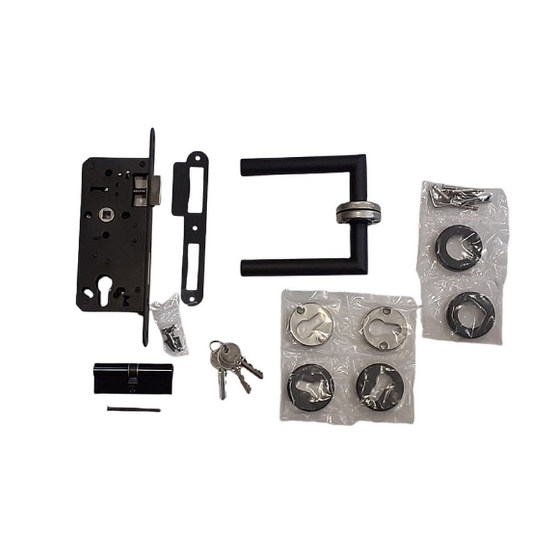 Zwart klinkstel met cilinderslot